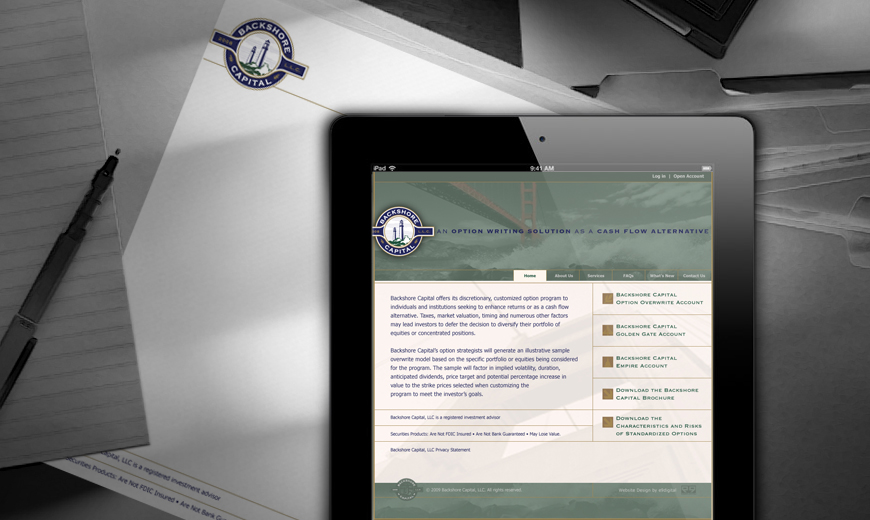Backshore Capital letterhead and iPad