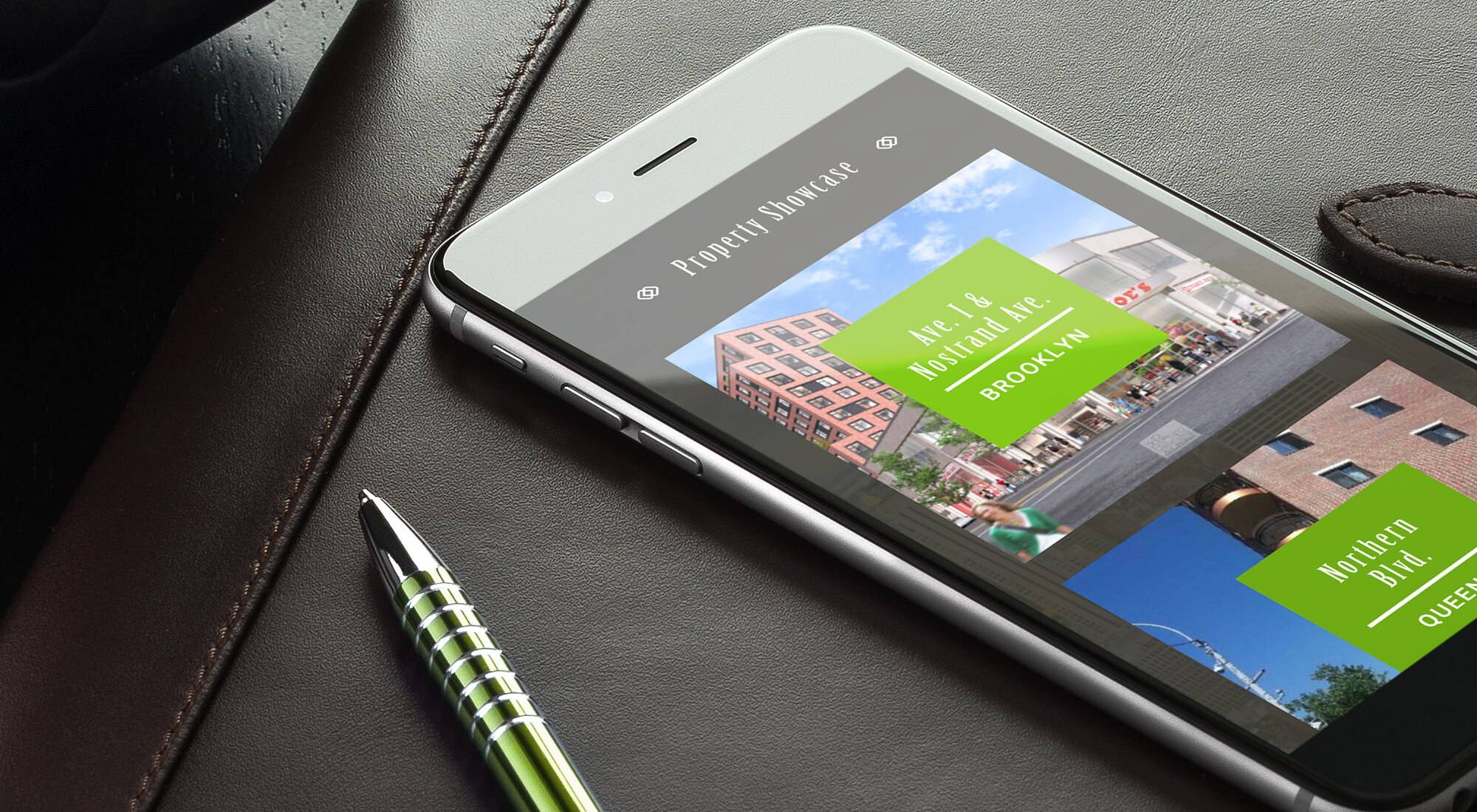 Property Showcase website on mobile phone