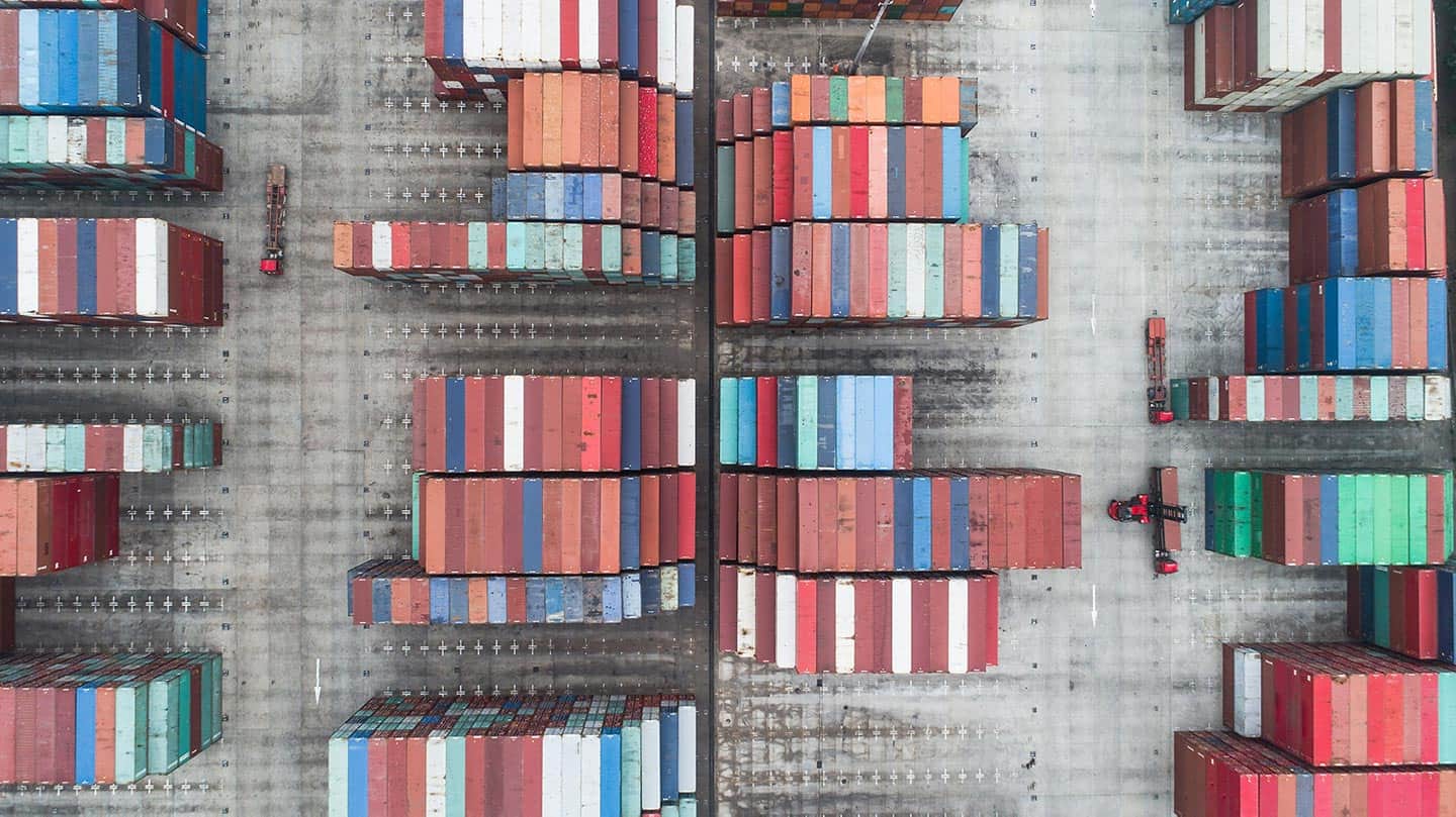 overview shot of shipping containers