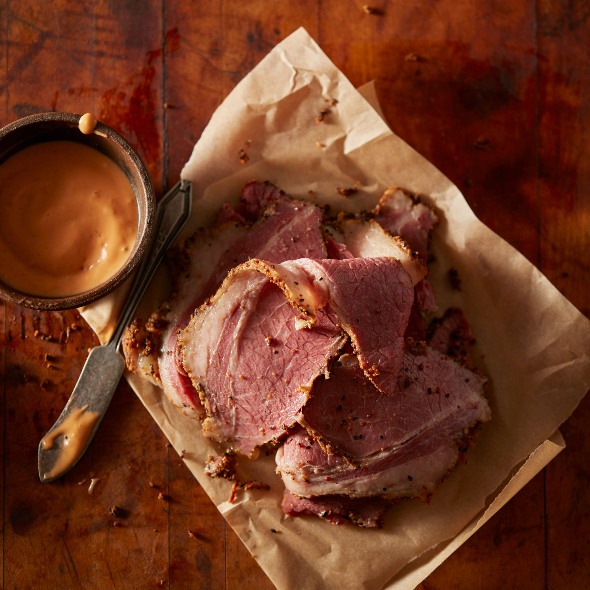 close up of shaved meat on paper