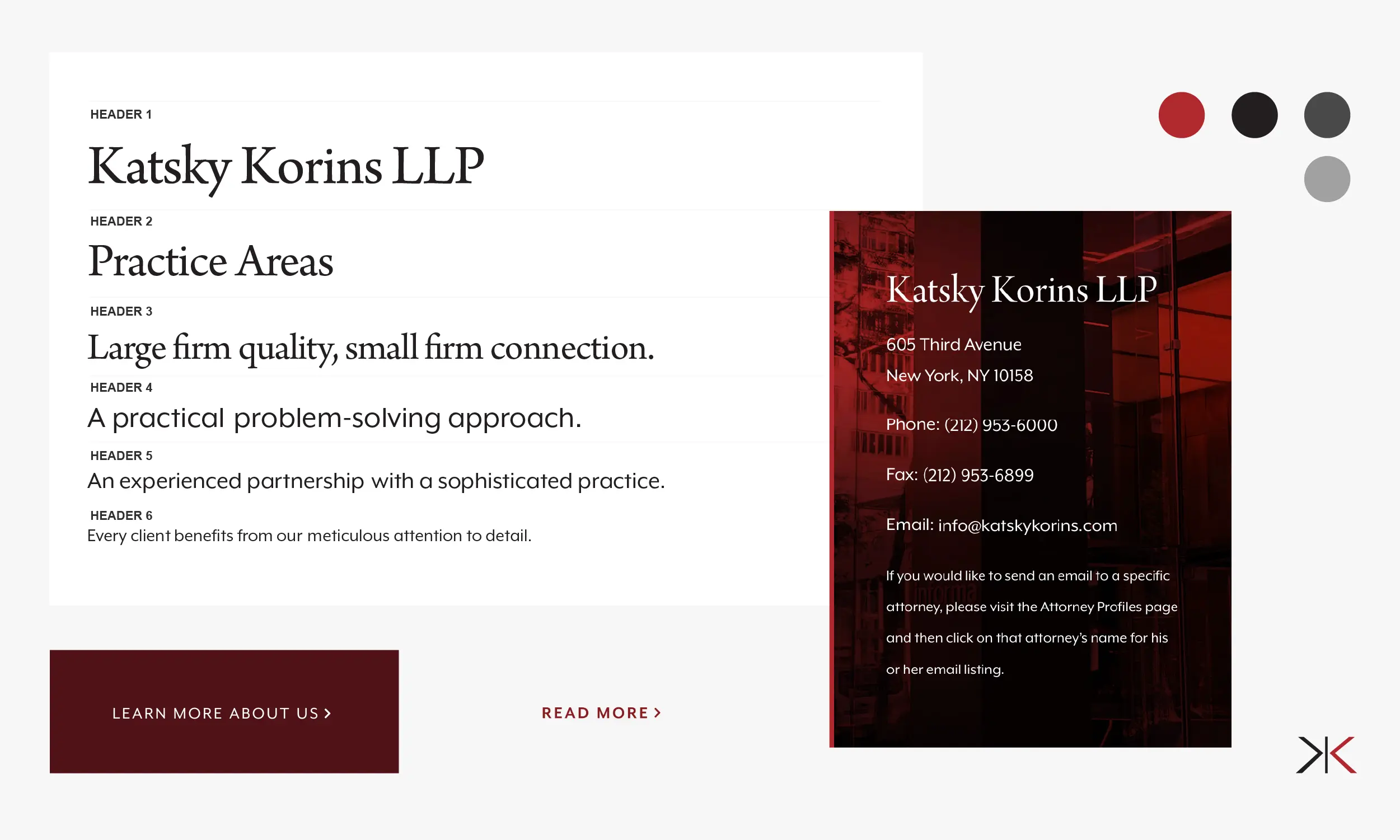 Katsky Korins Practice Areas Website Page