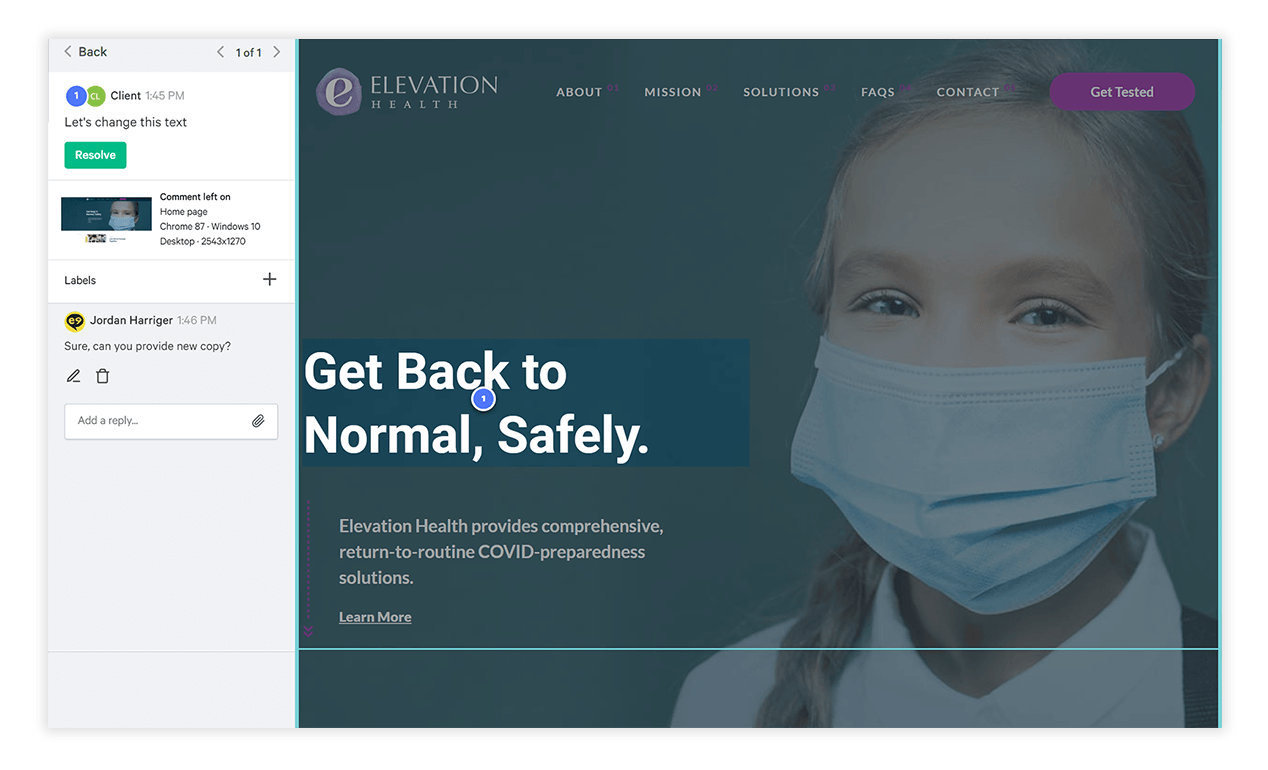 elevation healthcare webpage screenshot