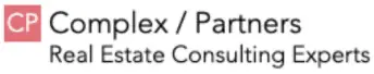 Logo for Complex / Partners, Real Estate Consulting Experts, with initials "CP" in a red square on the left.