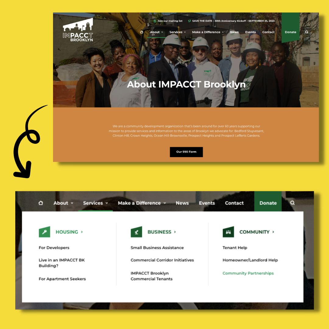 rebranded Impacct Brooklyn web design by e9digital