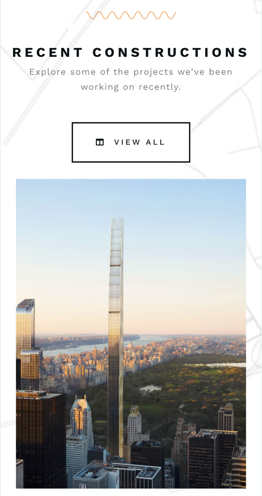 Tall, slender skyscraper beside Central Park in New York City, surrounded by other buildings, under a clear sky at sunset—perfect inspiration for a modern electrician website’s striking cityscape design.